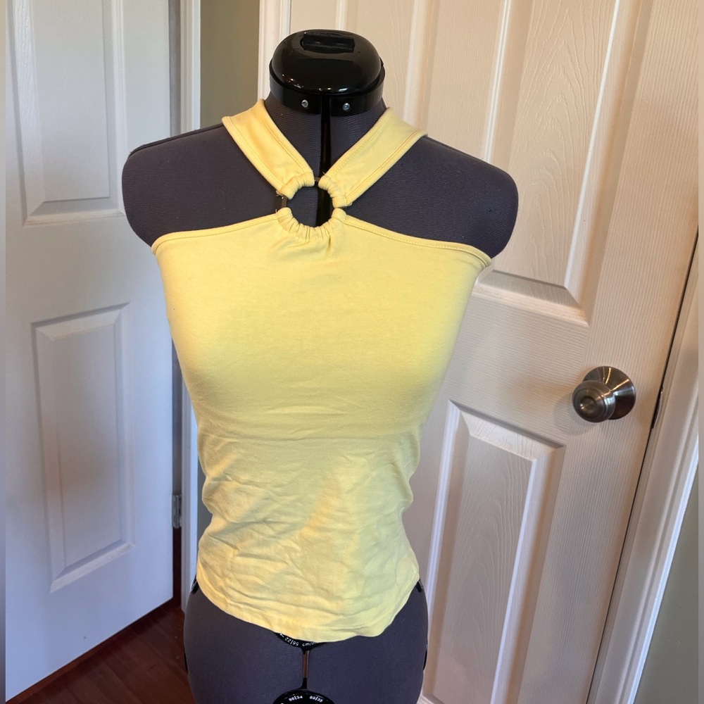 Lemon yellow top with halter ring strap